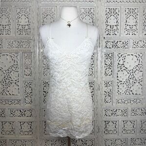 Vtg Lingerie Cacique Ivory Lace Sheer Slip Lingerie Sz S Angel Ethereal Bridal‎